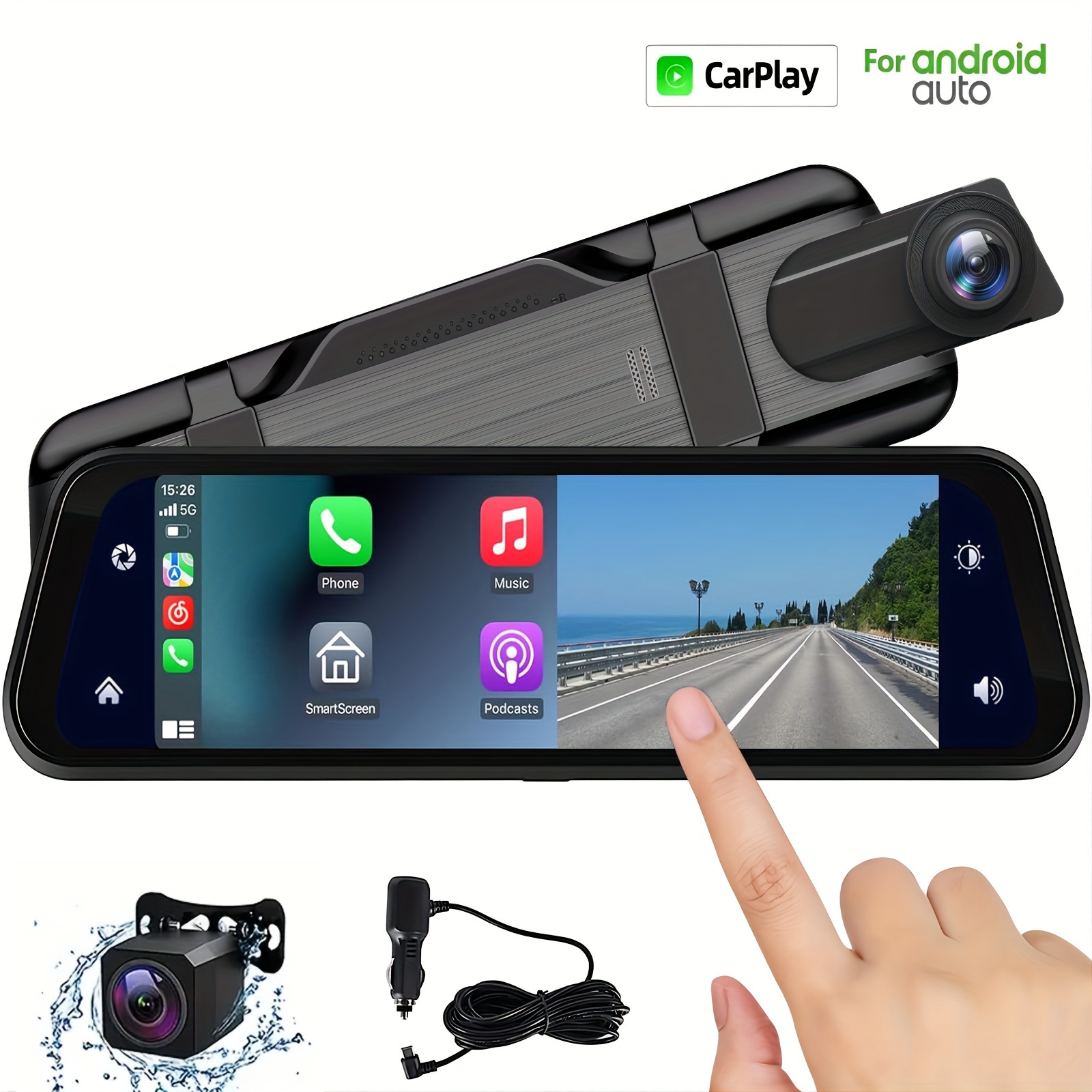 Portable Wireless For Carplay Car Stereo With Dash Cam Ips - Temu