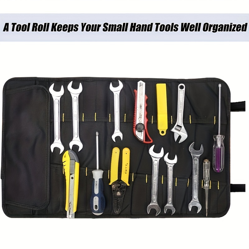  Bolsa de herramientas enrollable con mosquetones | 5 bolsas grandes de  gran tamaño con etiquetas | Bolsa organizadora de herramientas |  Organizador