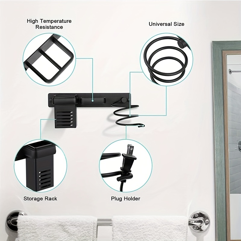 1 Portaoggetti Asciugacapelli In Alluminio Spazio Montaggio - Temu Italy