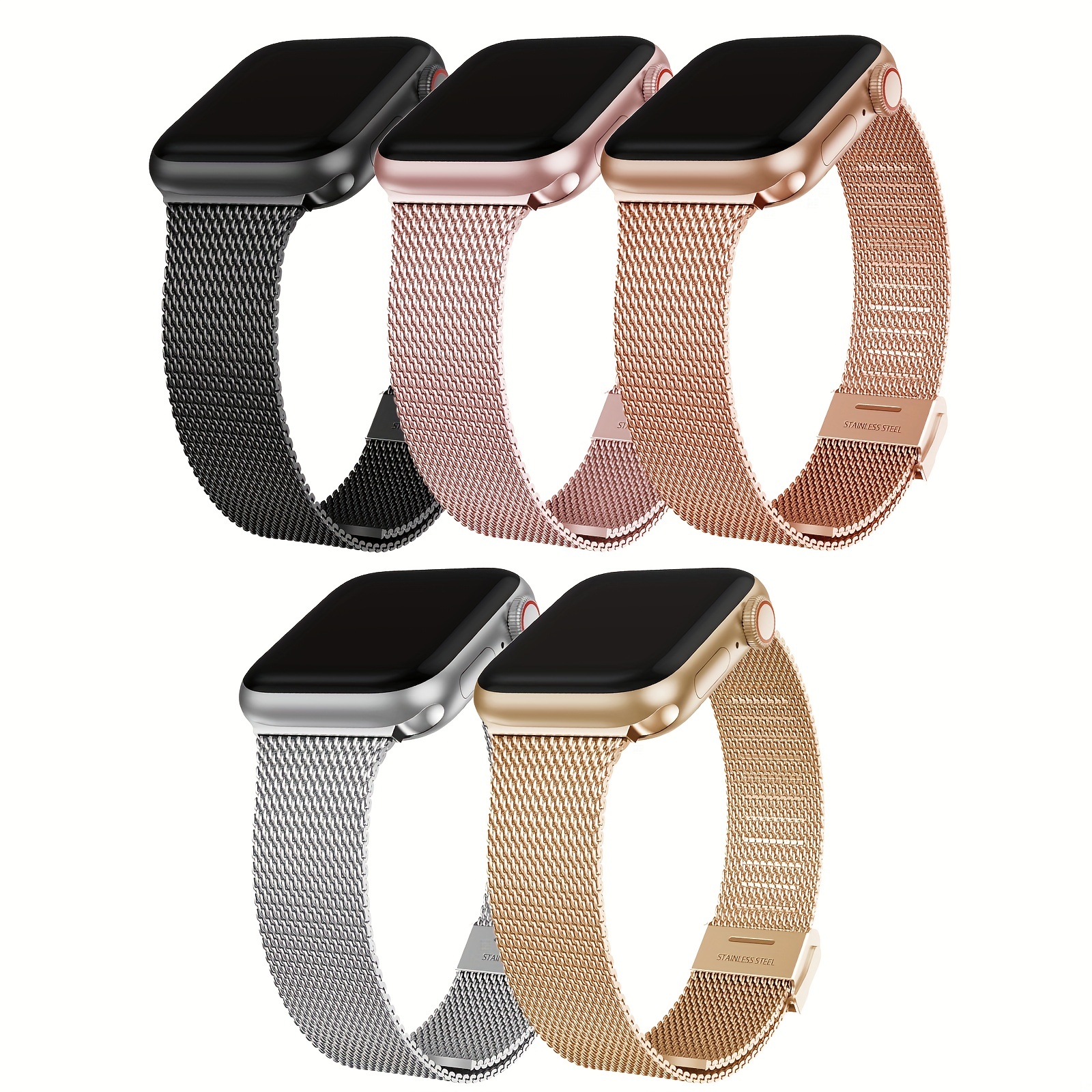 Ribbon Wave Metal Watch Band For Apple Watch Ultra 49mm(Rose Gold)