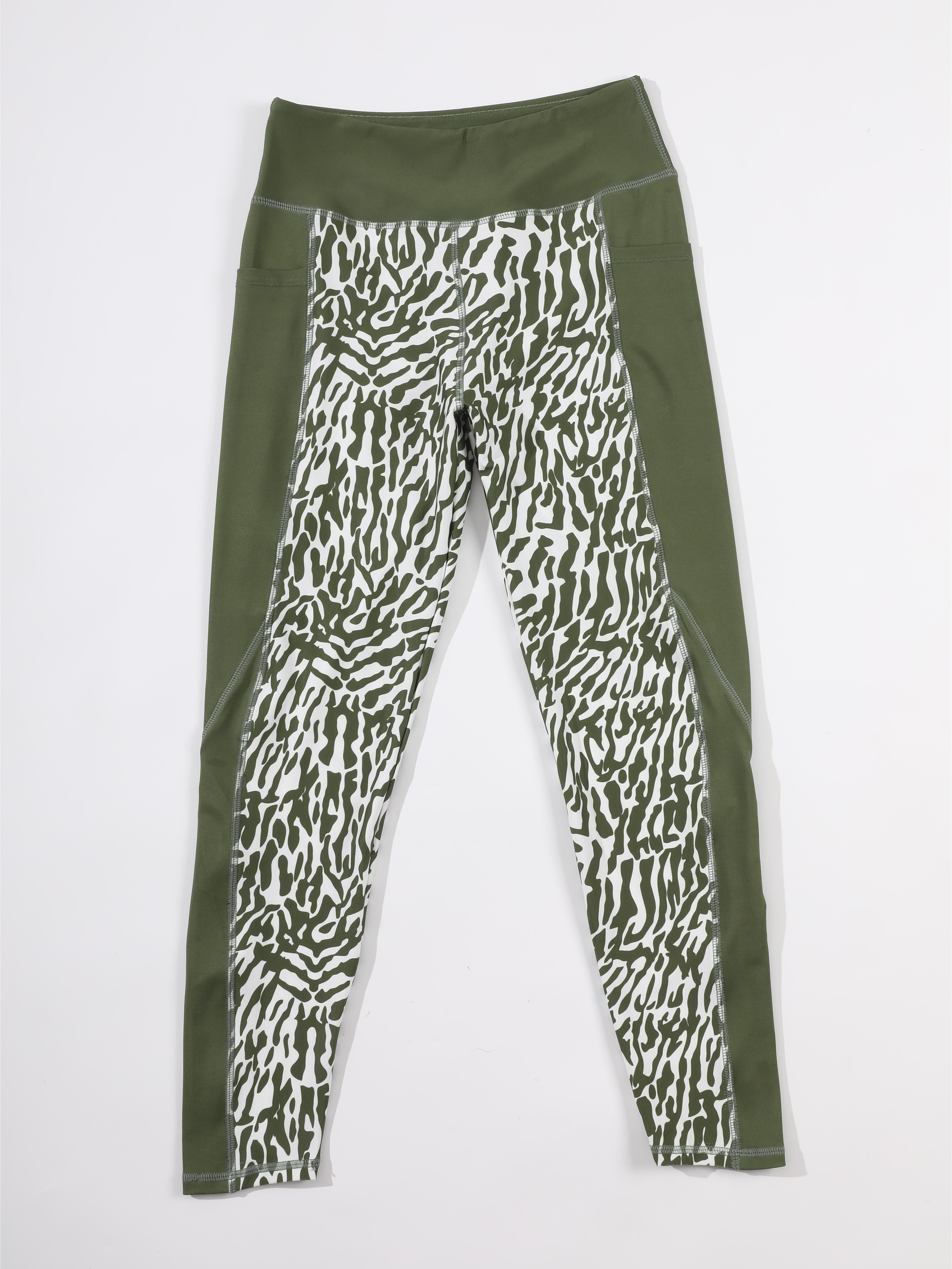 Women's Leopard Print Color Block High Waist Yoga Leggings - Temu