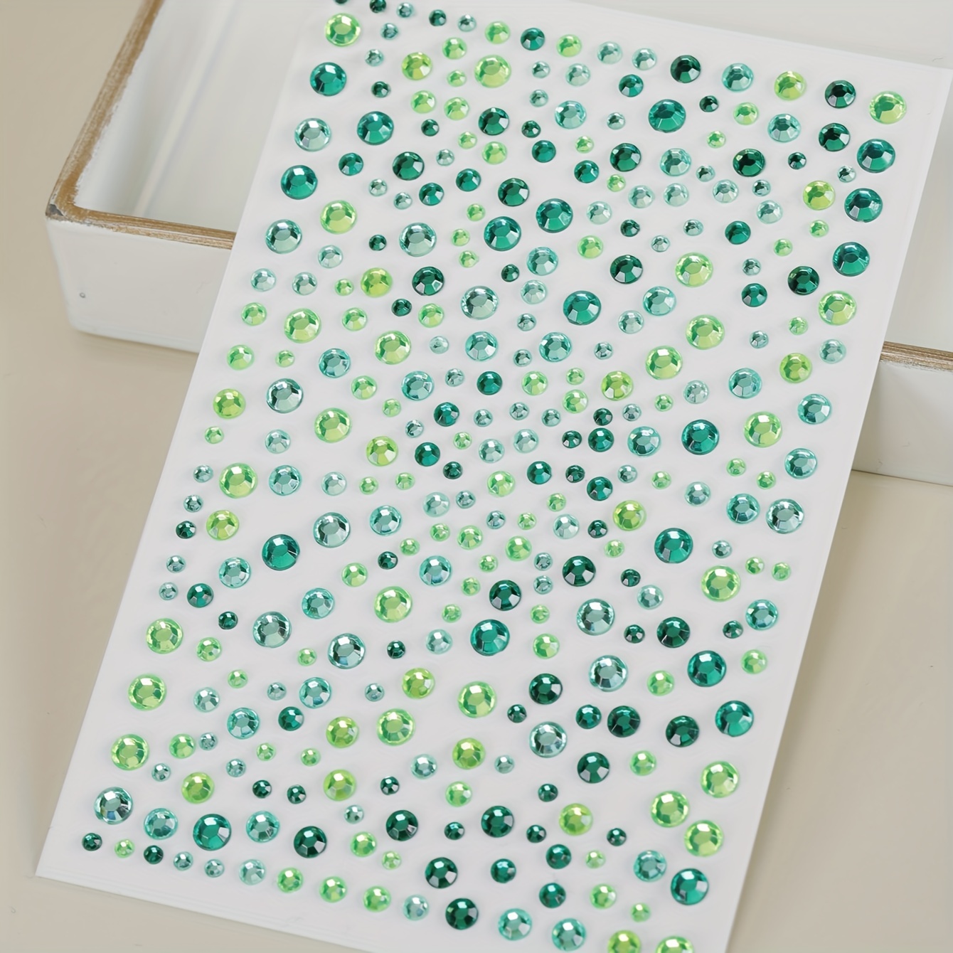 3d Simulated Gemstone Stickers Multi Size Face Green Dark - Temu