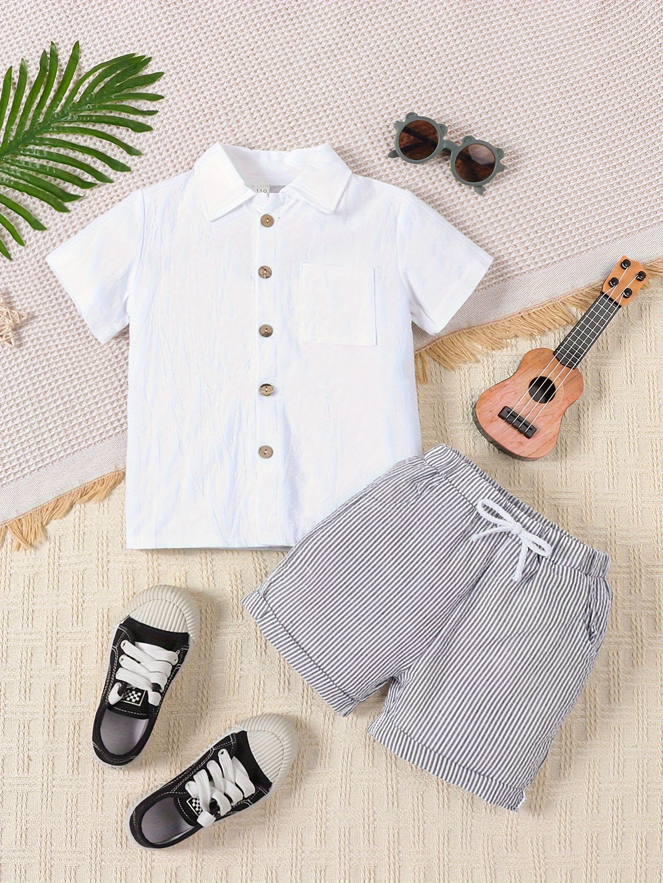 Toddler Kids Baby Boy Gentleman Outfits Short Sleeve Fish Print Button Down  Shirt and Shorts Summer Clothes Sets