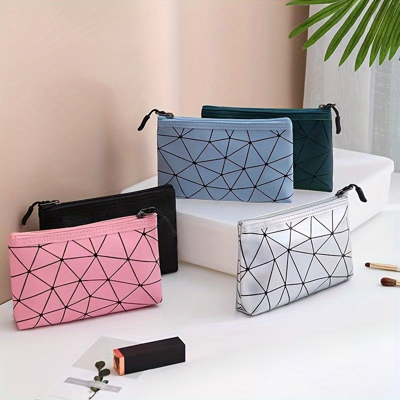 

1pc Geometric Pattern Makeup Bag Travel Cosmetic Pouch Zipper Make Up Organizer Waterproof Toiletry Bag For Women