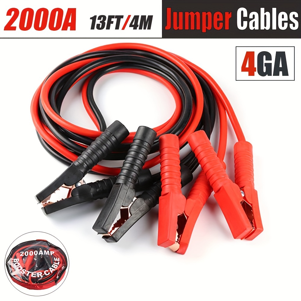 Trintion Jumper Cable 2 x 4 m Starter Cable Truck Jump Leads Car Battery  Emergency Cable 2000 Amp 12/24 V Quick Start Tangle-Free with Storage Bag  for