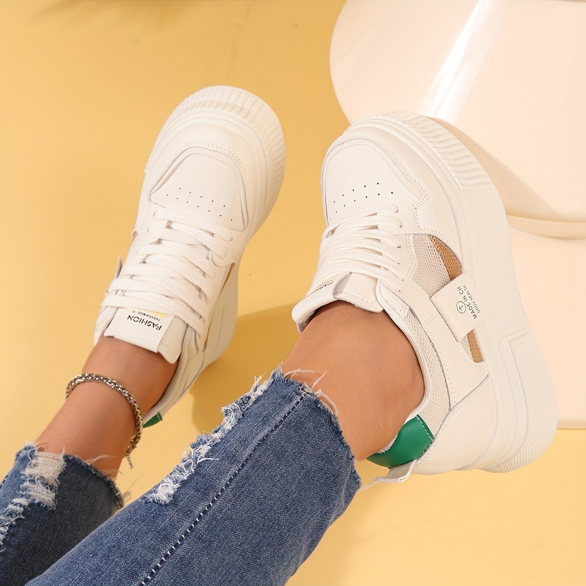 Women's Letter Graphic Lace up Front Wedge Sneakers
