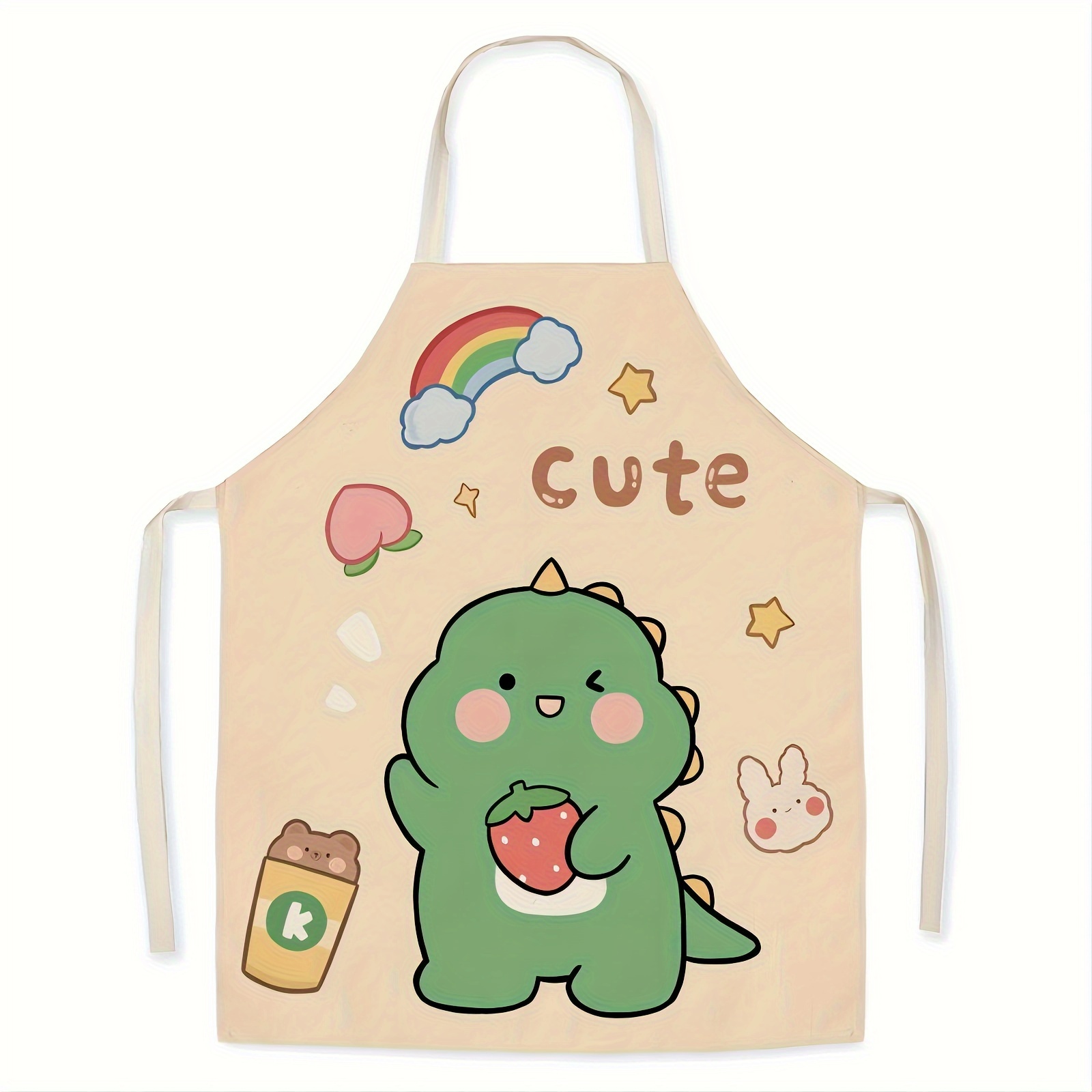 Kitchen Apron Cartoon Style Cute Dinosaur Bear Pattern - Temu Canada