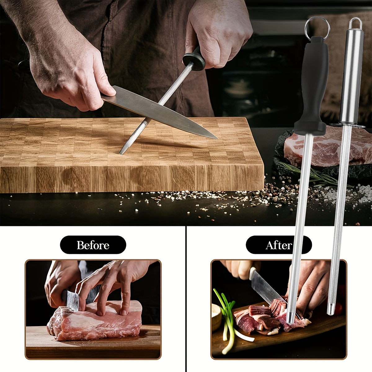 Professional Sharpen & Honing Rod For Premium Kitchen Knives