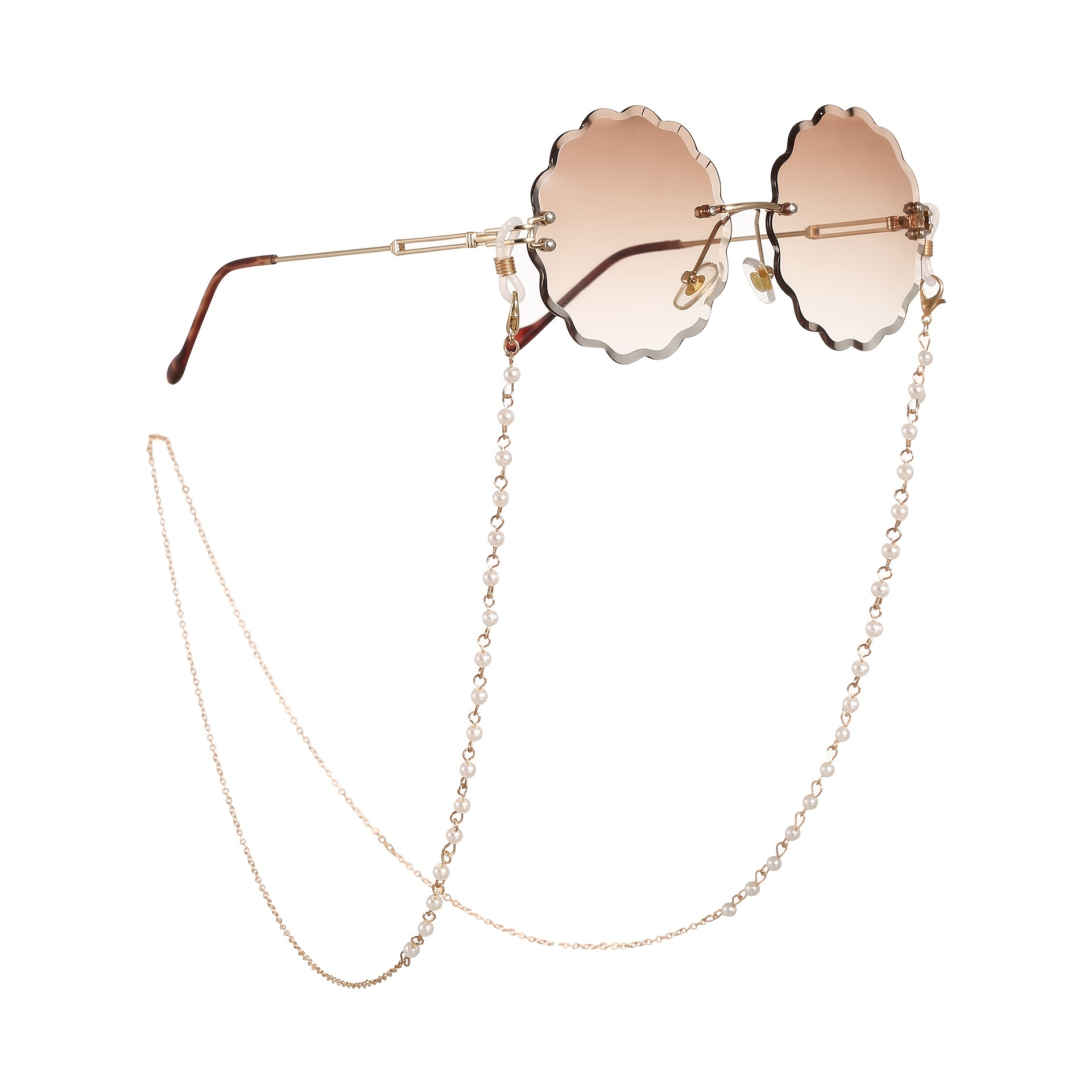 Metal Faux Pearl Eyeglass Sunglasses Chain Strap Eye - Temu