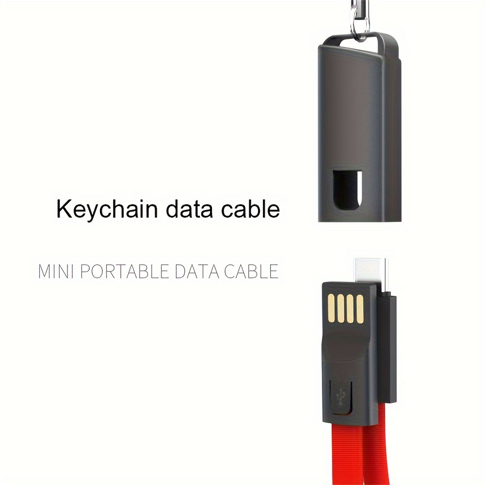 Mini llavero portátil USB Cable de datos para iPhone 3A, carga rápida tipo  C, Cable corto