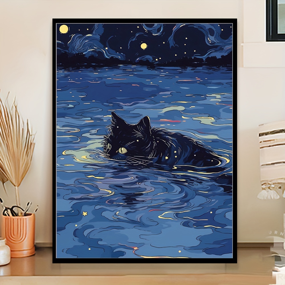 Mimik Cute Cat Diamond Painting,Paint by Diamonds for Adults, Diamond Art  with Accessories & Tools,Wall Decoration Crafts,Relaxation and Home Wall