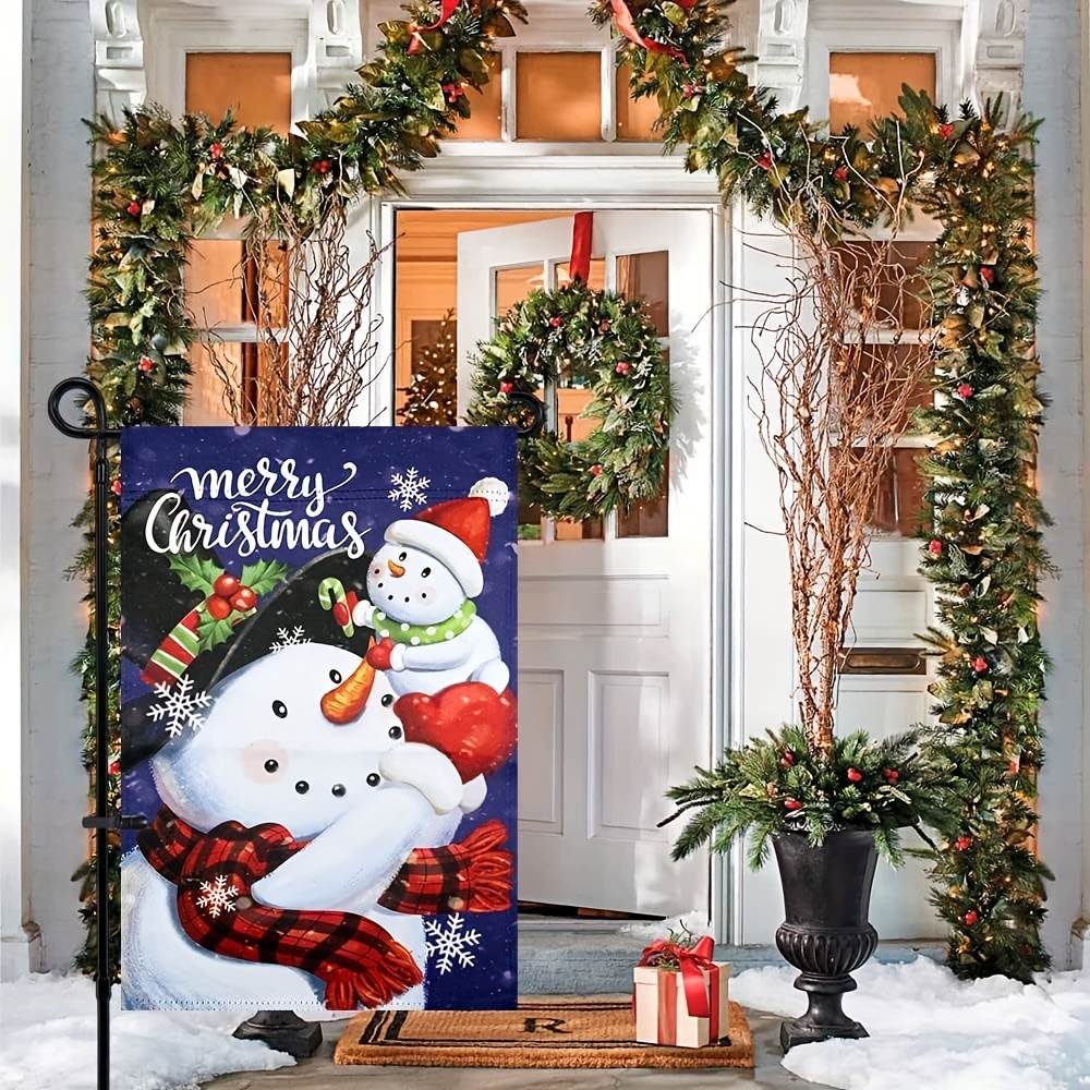 Funnytree Gartenflagge „Let It Snow“ – Blauer Schneemann, 30,5 X 45,7 Cm, Doppelseitig, Waschbar, Für Winter & Weihnachten