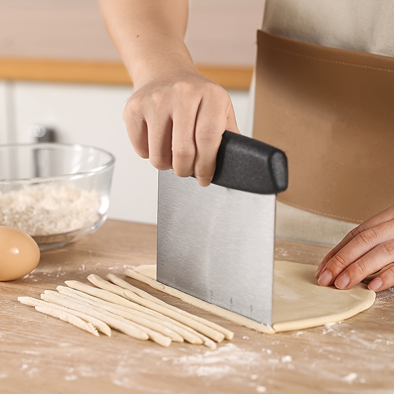 Bench Scraper, Stainless Steel Dough Scraper With Contoured Grip, Dough  Cutter With Precision Scale, Multipurpose Food Scraper For Pastry Dough  Pizza Cake Bread - Temu