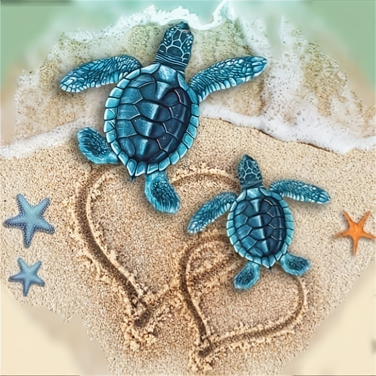 Sea Turtle Diamond Painting Kits for Adults and Kids Full Round Diamond  Number Decompression Beach Diamond Painting DIY Beginner Mosaic Art Kits  Room