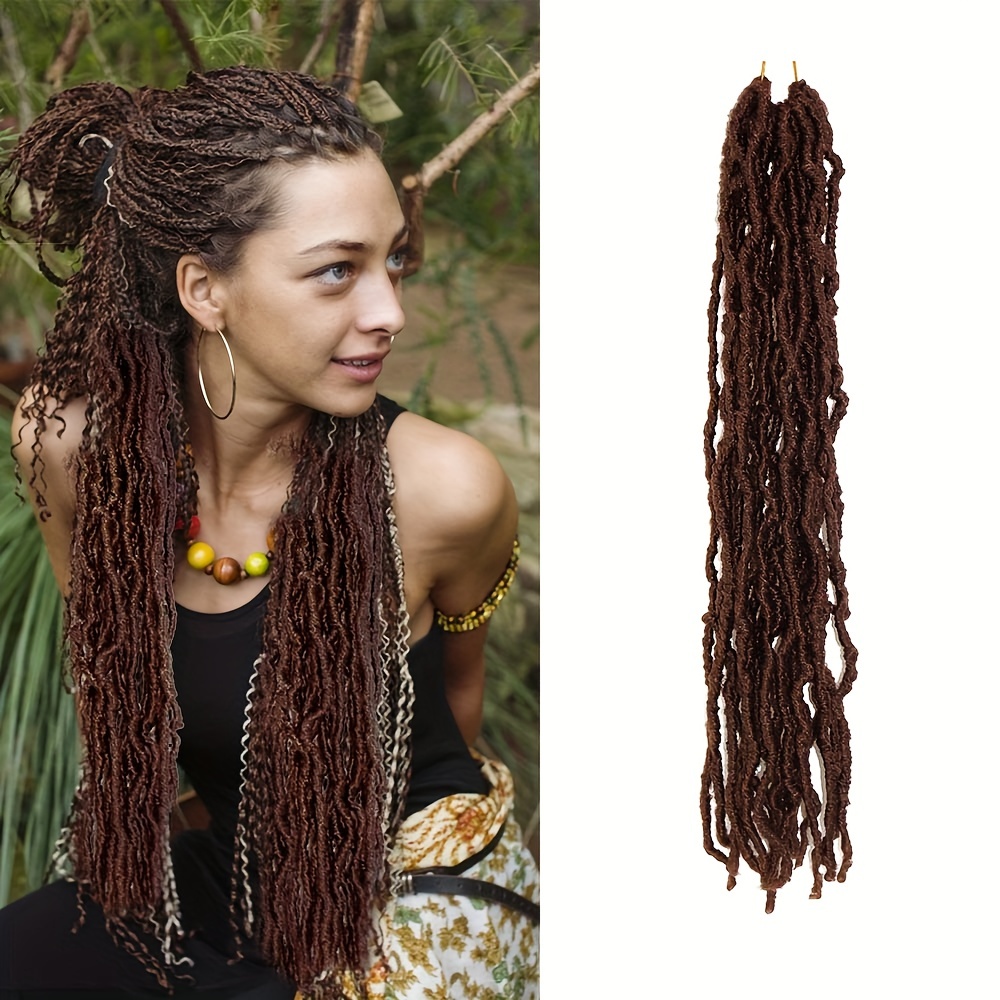Goddess Locs Crochet Hair 18Inch Curly Faux Locs Crochet Hair Hippie Locs  Bohemian Crochet Braids Goddess Faux Loc for Black Women(1B/350, 18inch)