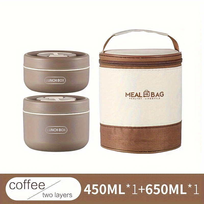 2 Layer Insulated Thermal Round Bento Lunch Box