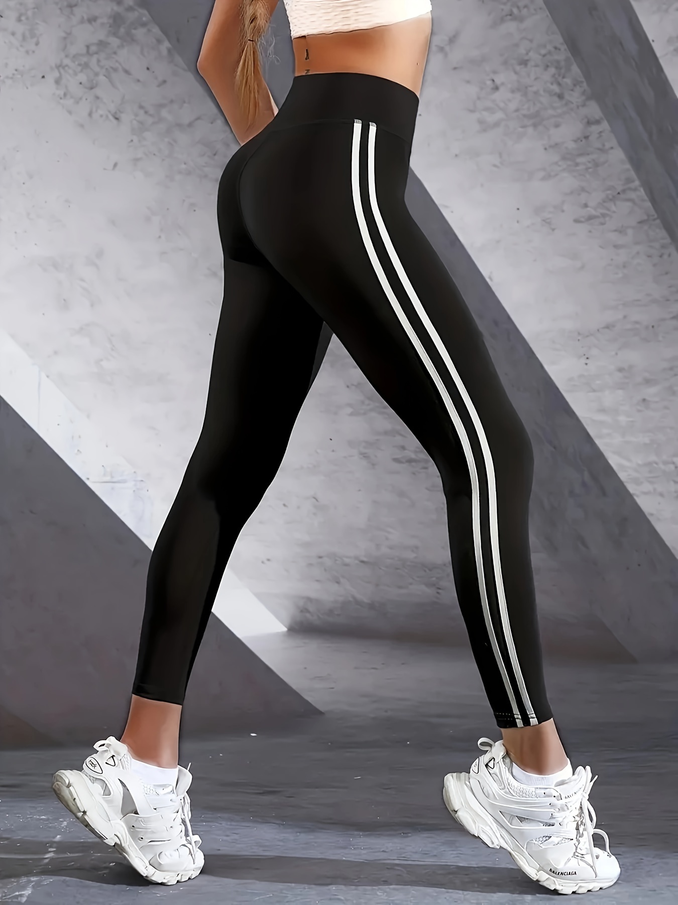 Leggings With Striped Elastic Women's Activewear