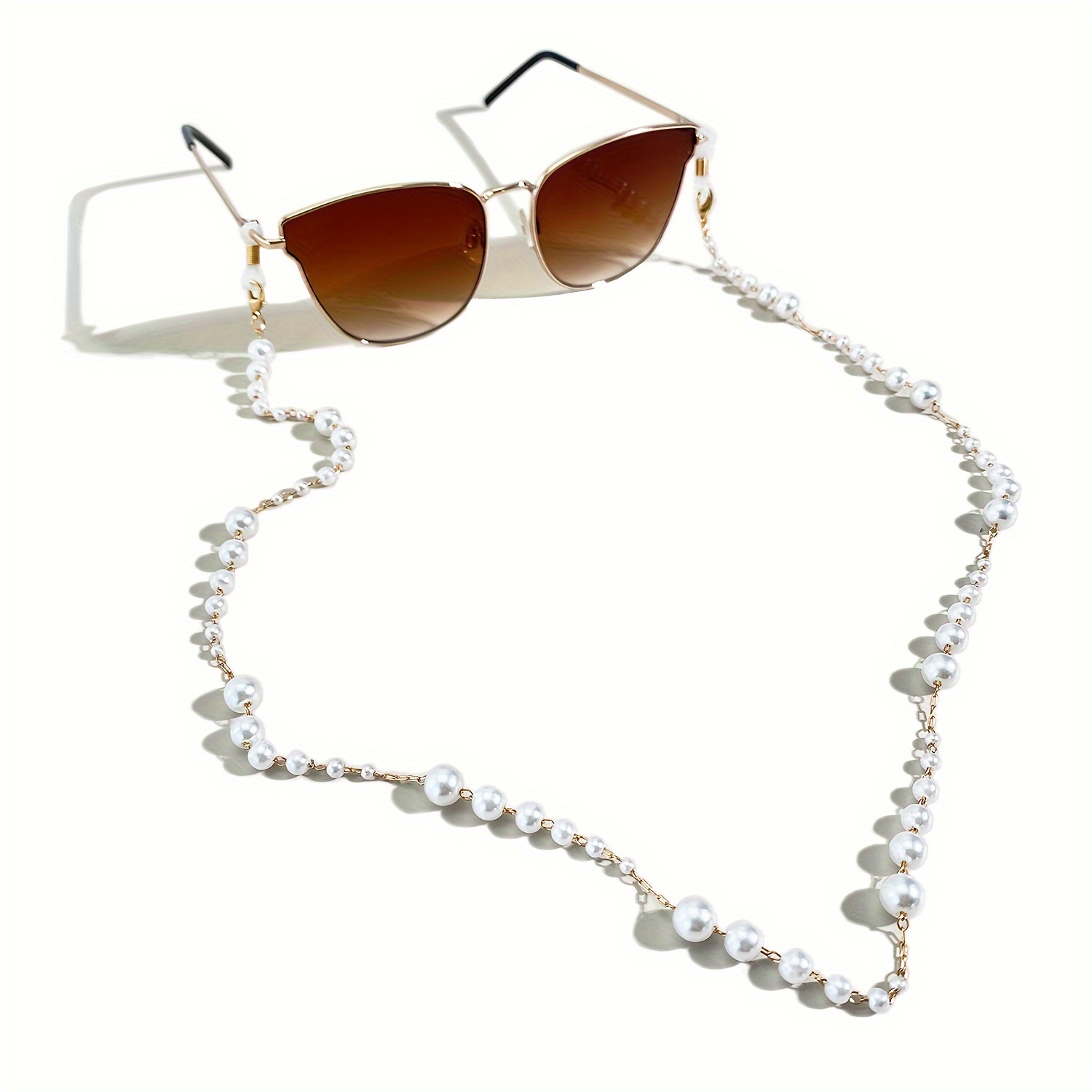 1pc Faux Pearl Beaded Glasses Chain Anti Slip Eyeglasses Lanyard Strap  Stylish Face Covering Eyewear Retainer For Women Men, Save Money On Temu