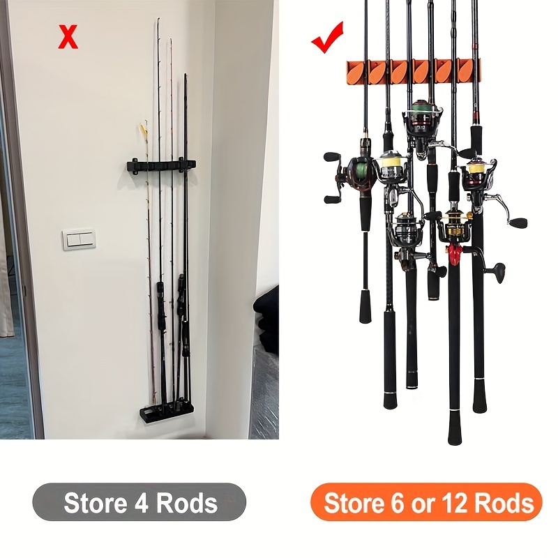 Plastic Fishing Rod Rack For 6 Rods Wall Mounted Fishing - Temu