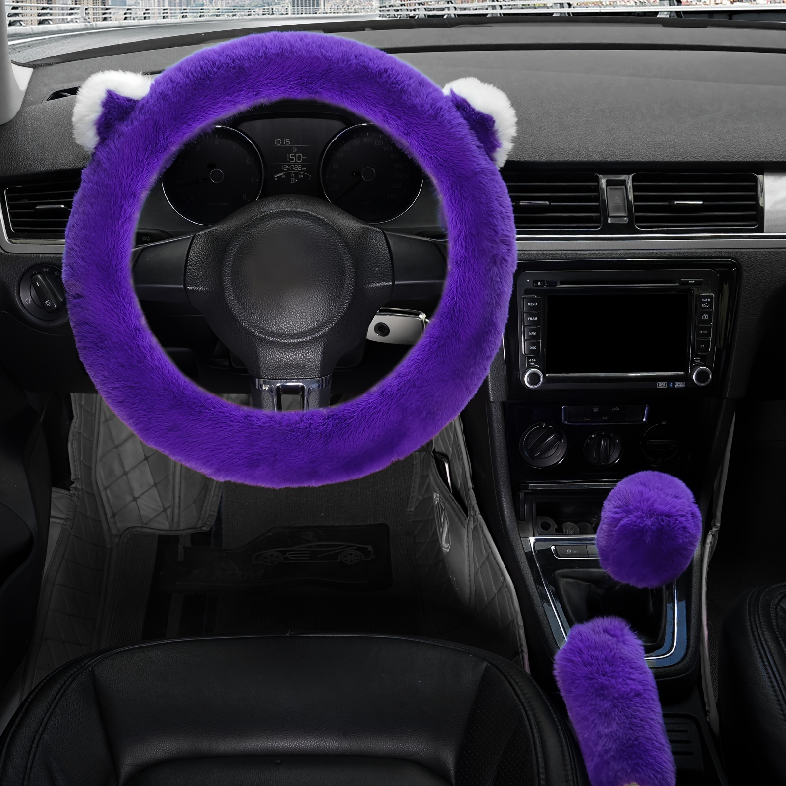 Cute Ear style Long Plush Faux Rabbit Fur Car Steering Wheel - Temu