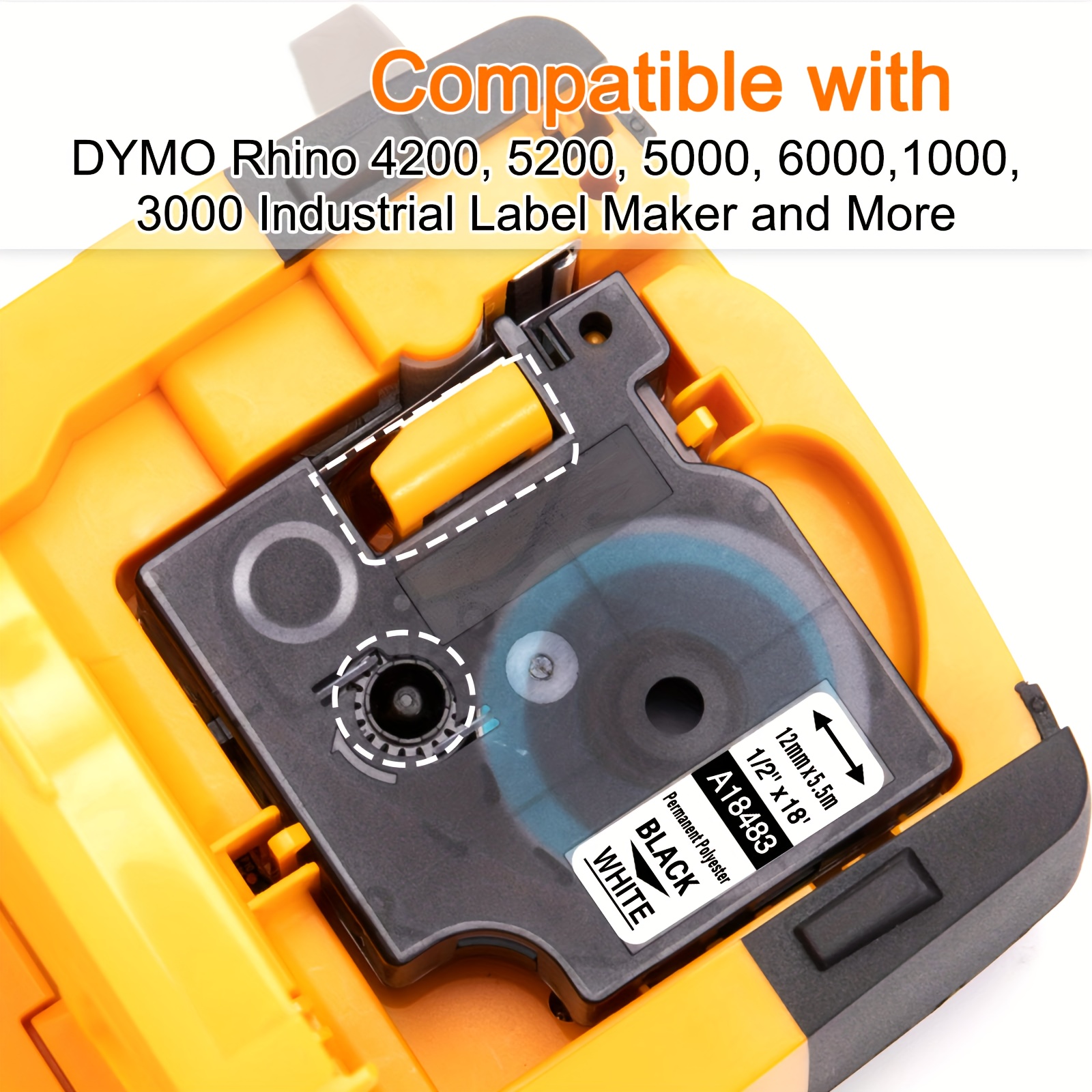Compatible Label Tape 1/2 Replace For Rhino 5200 Label Tape Dymo