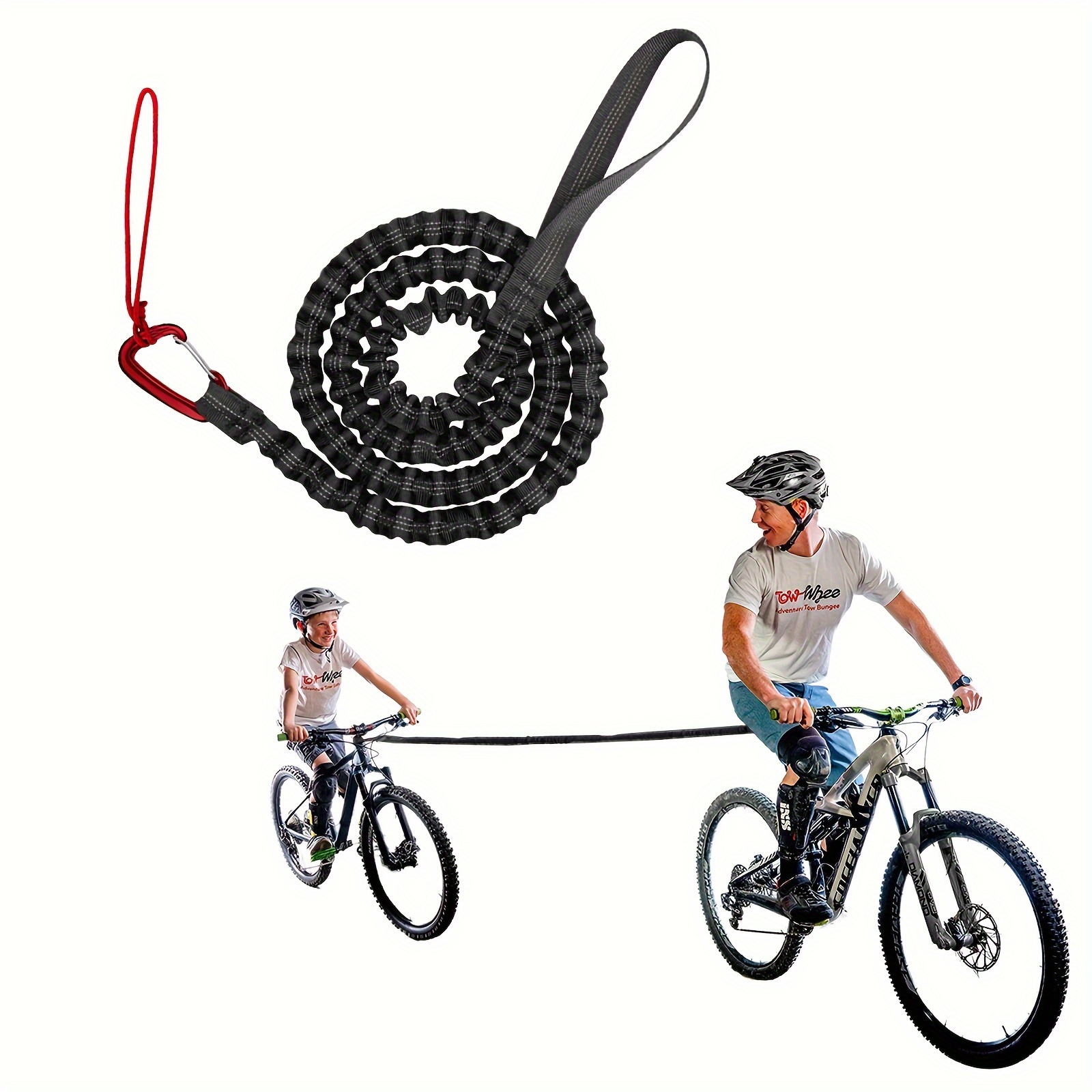 Black)Elastic Tow Rope Nylon MTB Bike Traction Rope Outdoor With