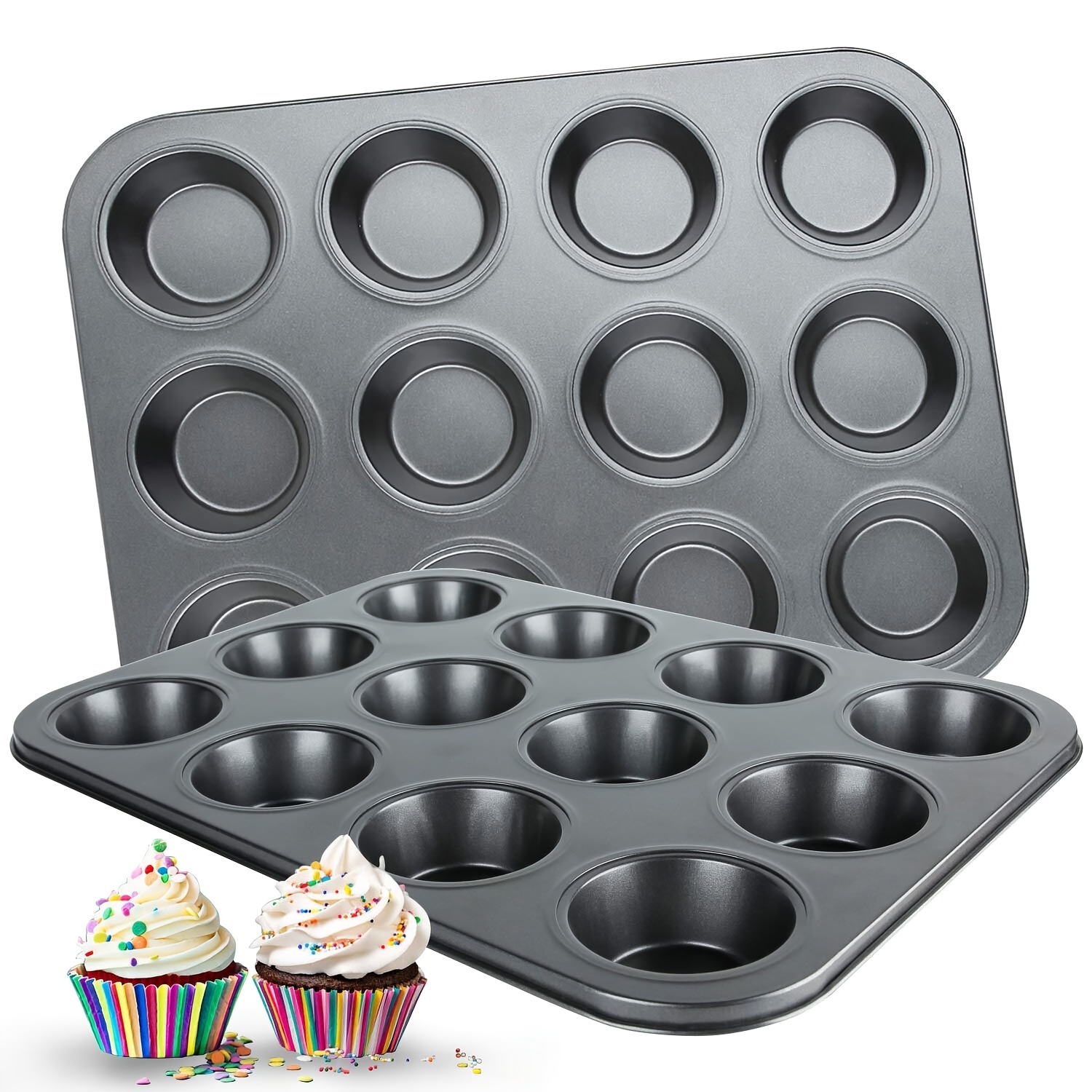 Plateau pour la cuisson de muffins assiette + 12 moules en silicone