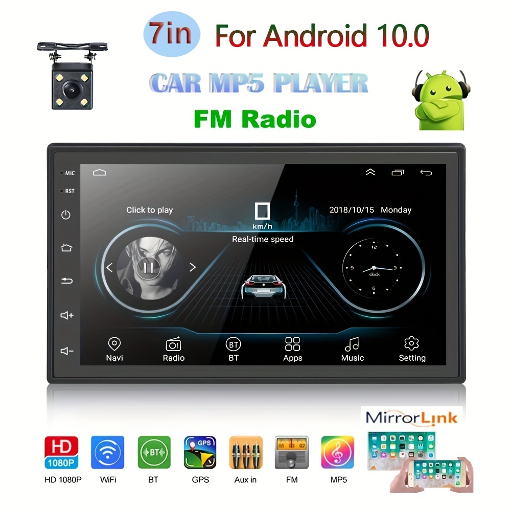 9 Pouces Android 10.1 WiFi Autoradio Universel Lecteur MP5 Autoradio  Autoradio GPS Navigation Bluetooth Fm USB Stéréo De Voiture Avec Caméra De  Recul