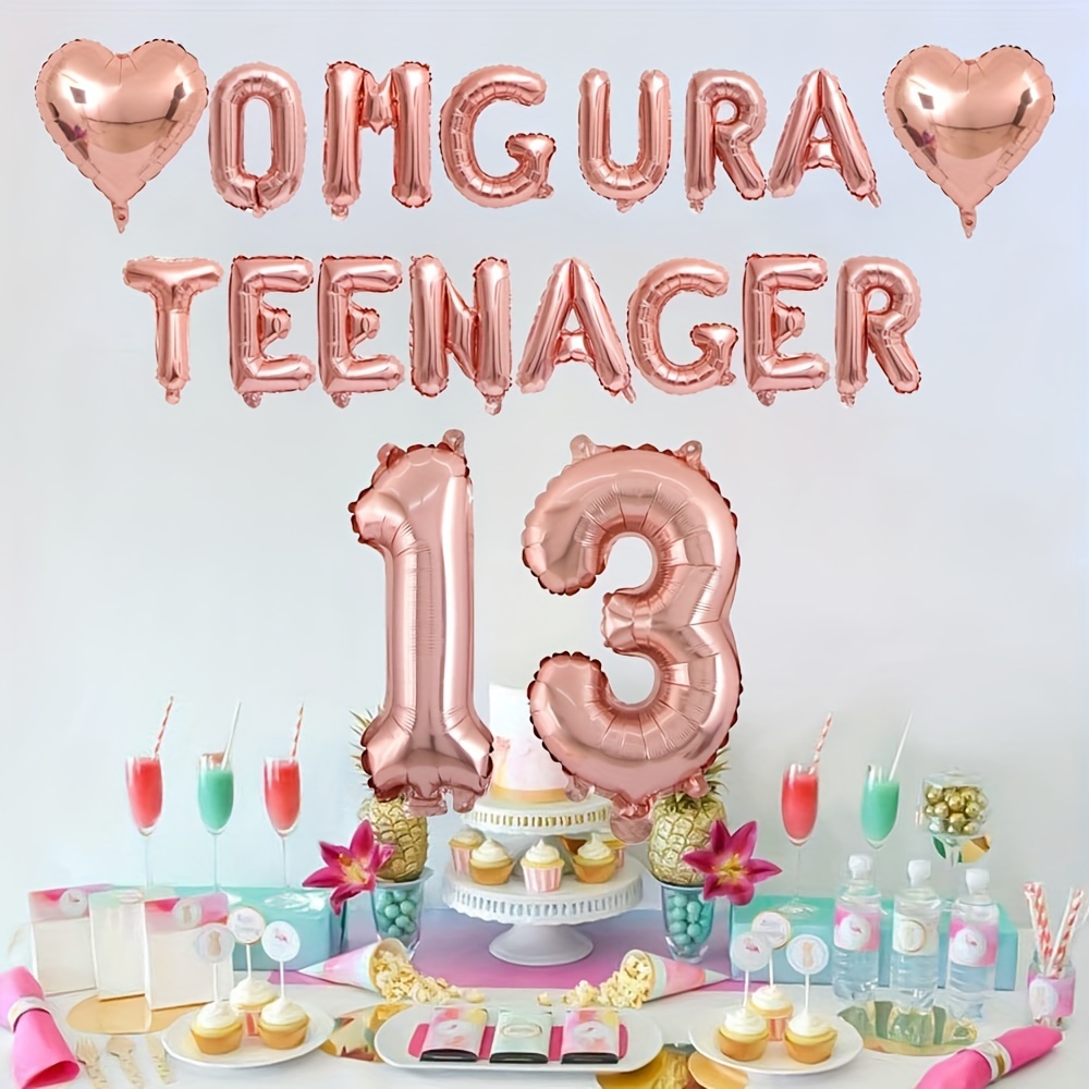 18pcs Omg Ura Teenager Alfabeto Palloncino In Lamina Doro Rosa Argento  Pentagramma A Forma Cuore 13 ° Compleanno Decorazione Festa Palloncini  Decorazioni Compleanno Adolescenti - Giochi E Giocattoli - Temu Italy