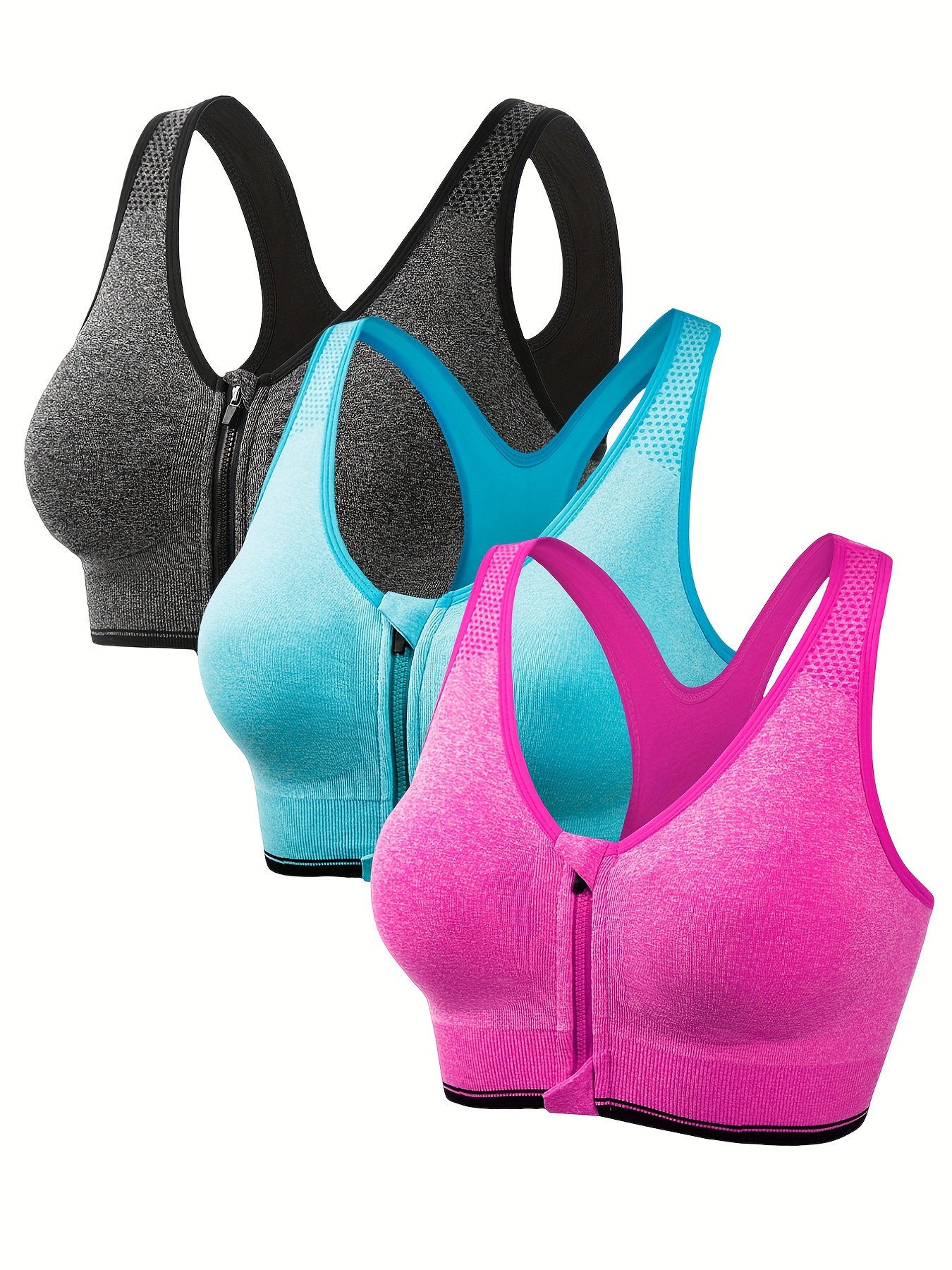 Women's Comfort Workout Sports Bra Zip Front Seamless Bras Athletic Running  Bras Racerback Sports Bras with Support Black : : Clothing, Shoes  & Accessories