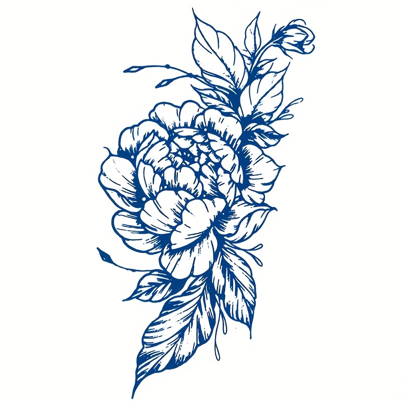 dark blue flower tattoo