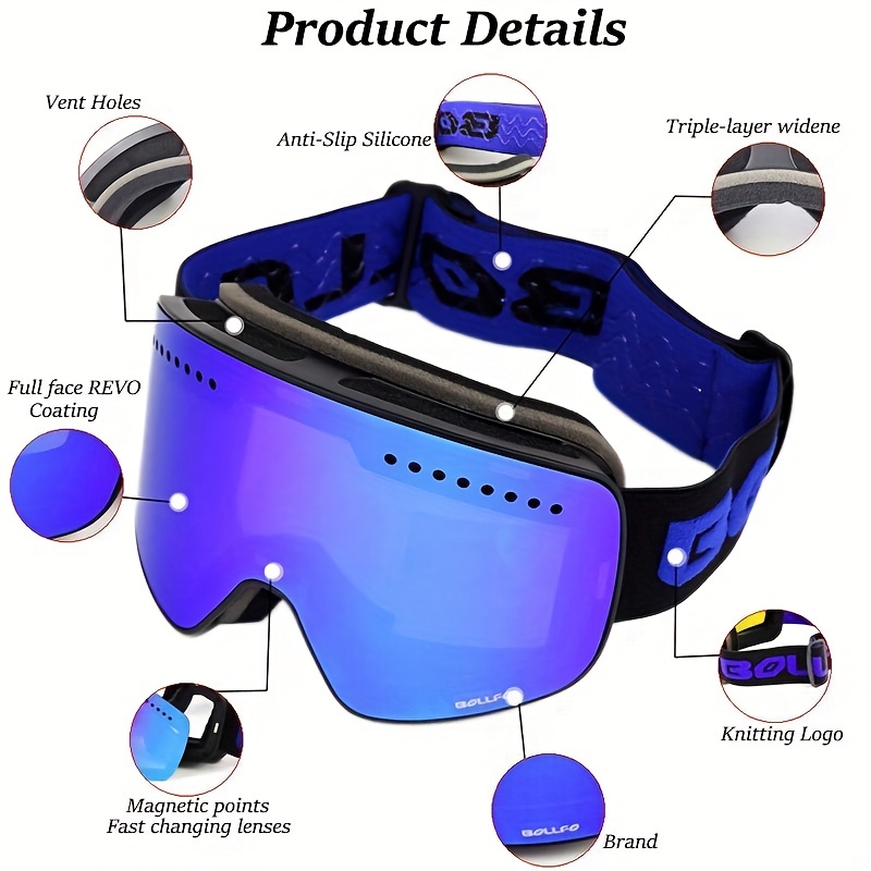 Rbworld Ski Goggles Magnetic Double Layer Lens Magnet Ski Anti