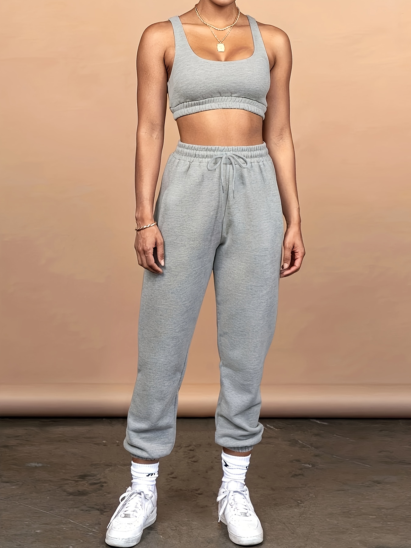 Deportivo Outfit Con Jogger Gris Mujer - Temu