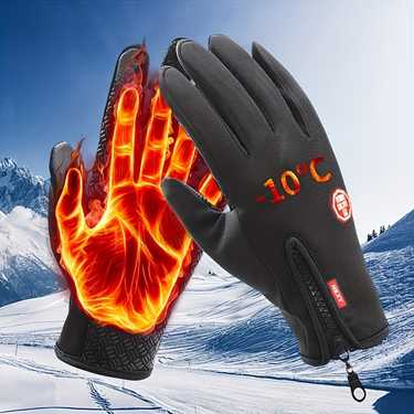 1 Paar Warme En Waterdichte Handschoenen Met Touchscreen Voor Heren En Dames - Perfect Voor Buitenactiviteiten In De Winter