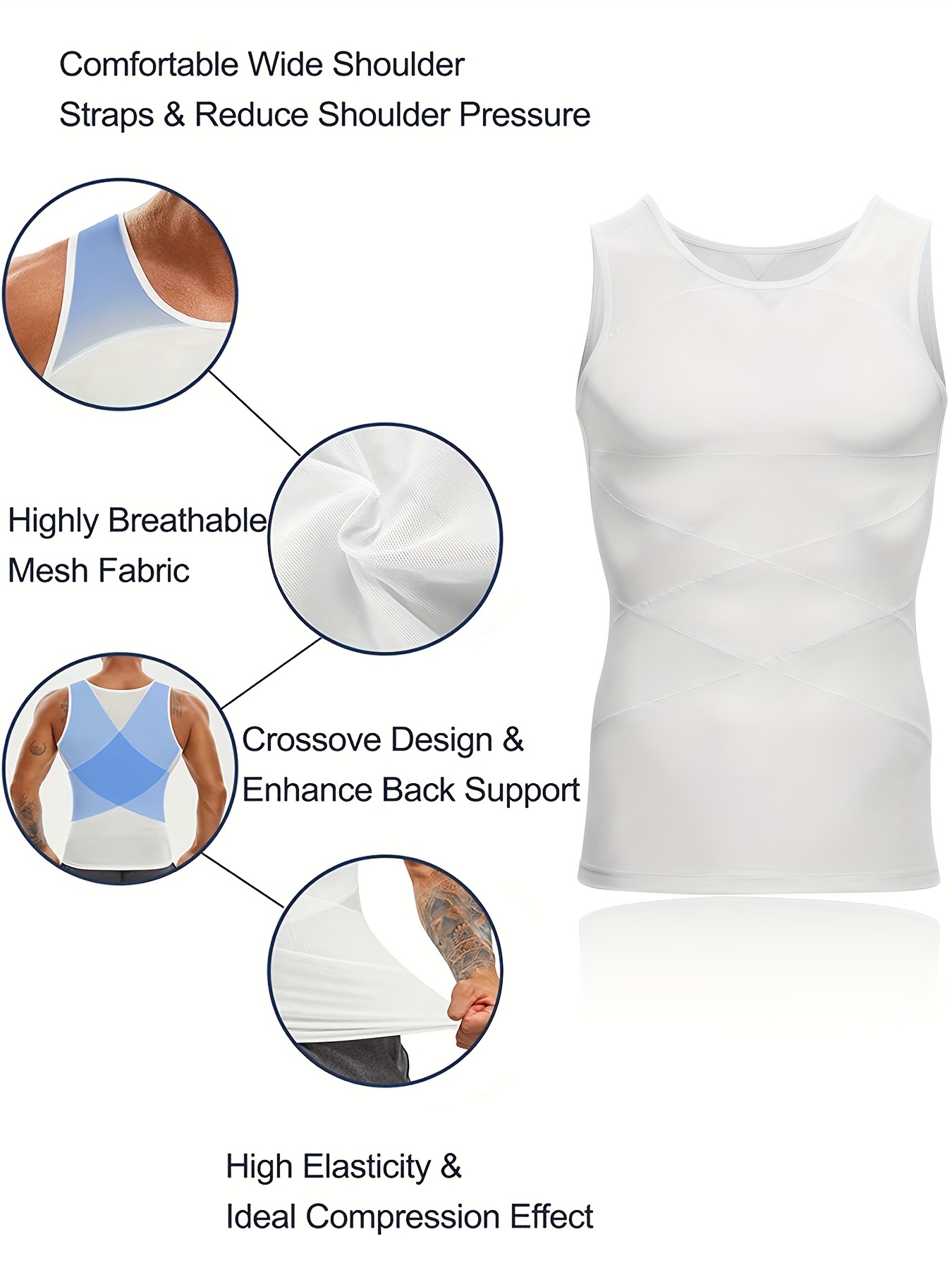 Lizzy Men's Slimming Vest| Seamless and Comfortable Body Shaper Vest |Slim  Chest Belly Waist Compression Shirt