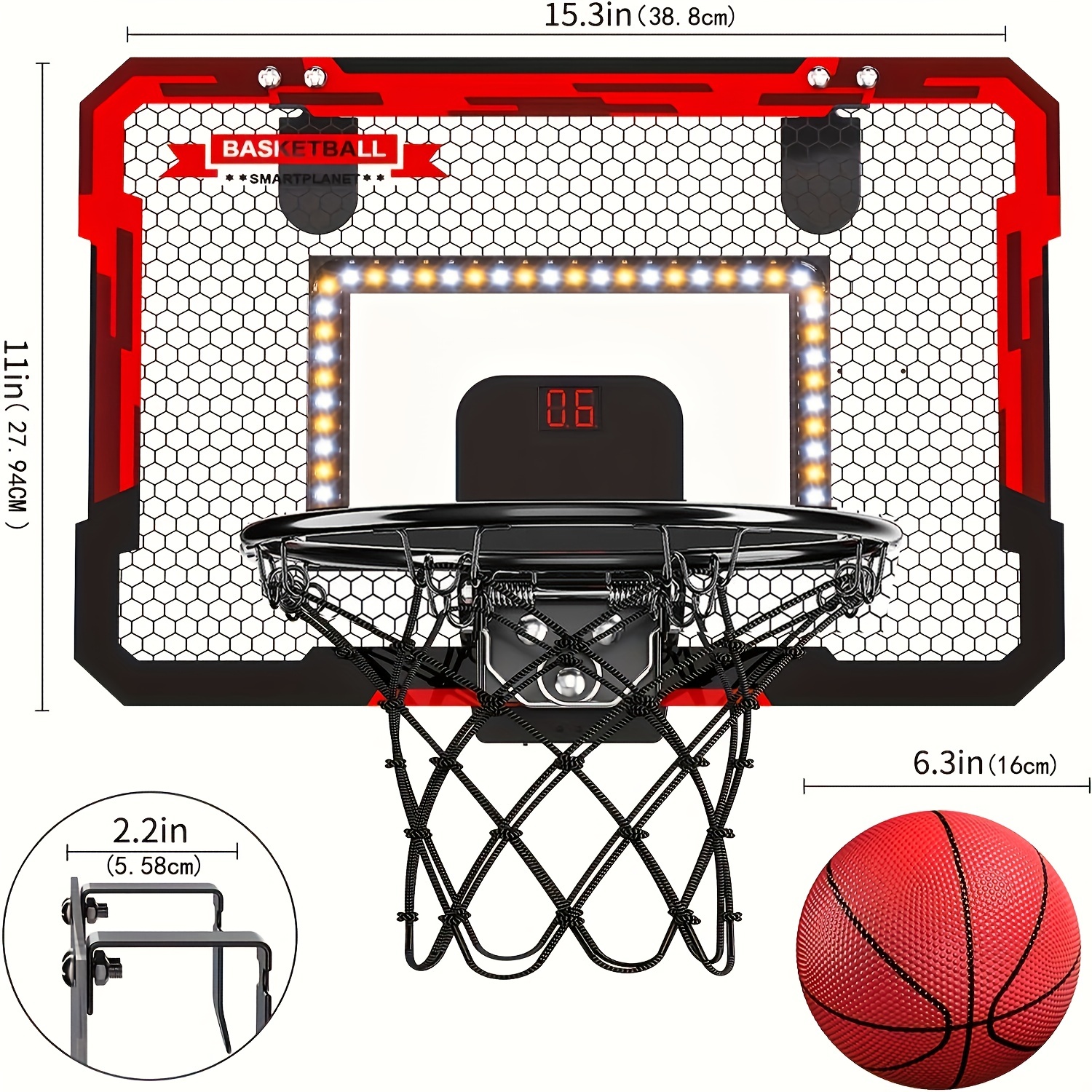 Indoor Basketball Hoop For Kids, Indoor Over The Door Mini Basketball Hoops,  Iron Frame,mini Hoop With Electronic Scoreboard & 2 Balls, Basketball Toys  Halloween Christmas Gift - Temu