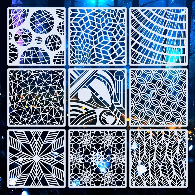 Geometric Texture Painting Stencils Laser Cut Template - Temu