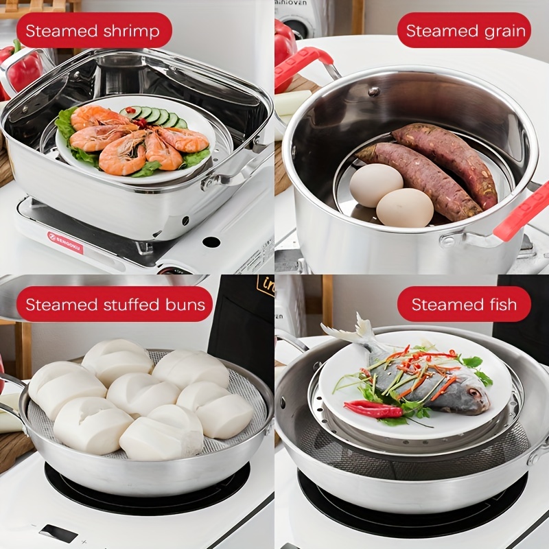 A Multi-functional Stainless Steel Grate Retractable Steamer Household Steamer  Small Steamer Buns Multi-functional Egg Steaming Plate Steaming Rack  Retractable Steamer