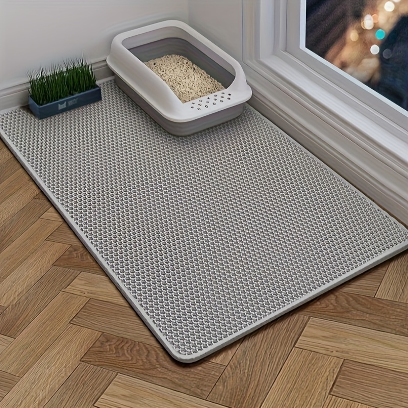 1pc Gray Double Layer Cat Litter Mat With Filtering Function, Anti