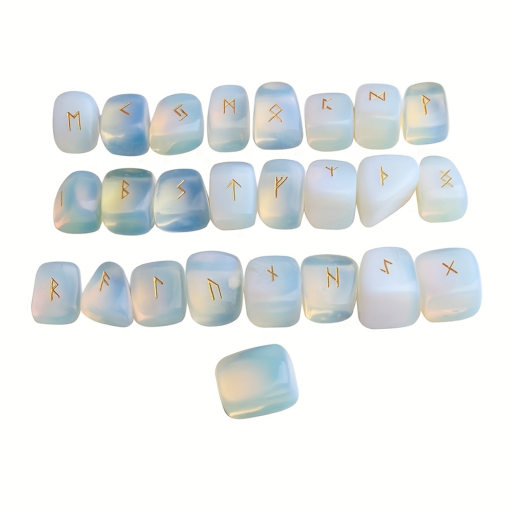 Opalite Runes Stone Set 25pcs with Storage Bag