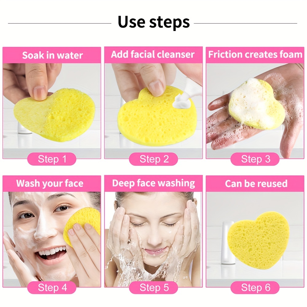 10pcs Dual Sided Cleansing Sponge Quick Foaming Non Irritating Perfect Face Wash