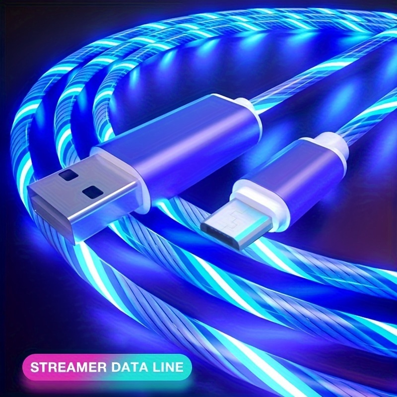 

1pc 3.3ft Glowing Cable Mobile Phone Charging Cables Led Light Micro Usb Type C Charger For Samsung Xiaomi For Lg Charge Wire Cord