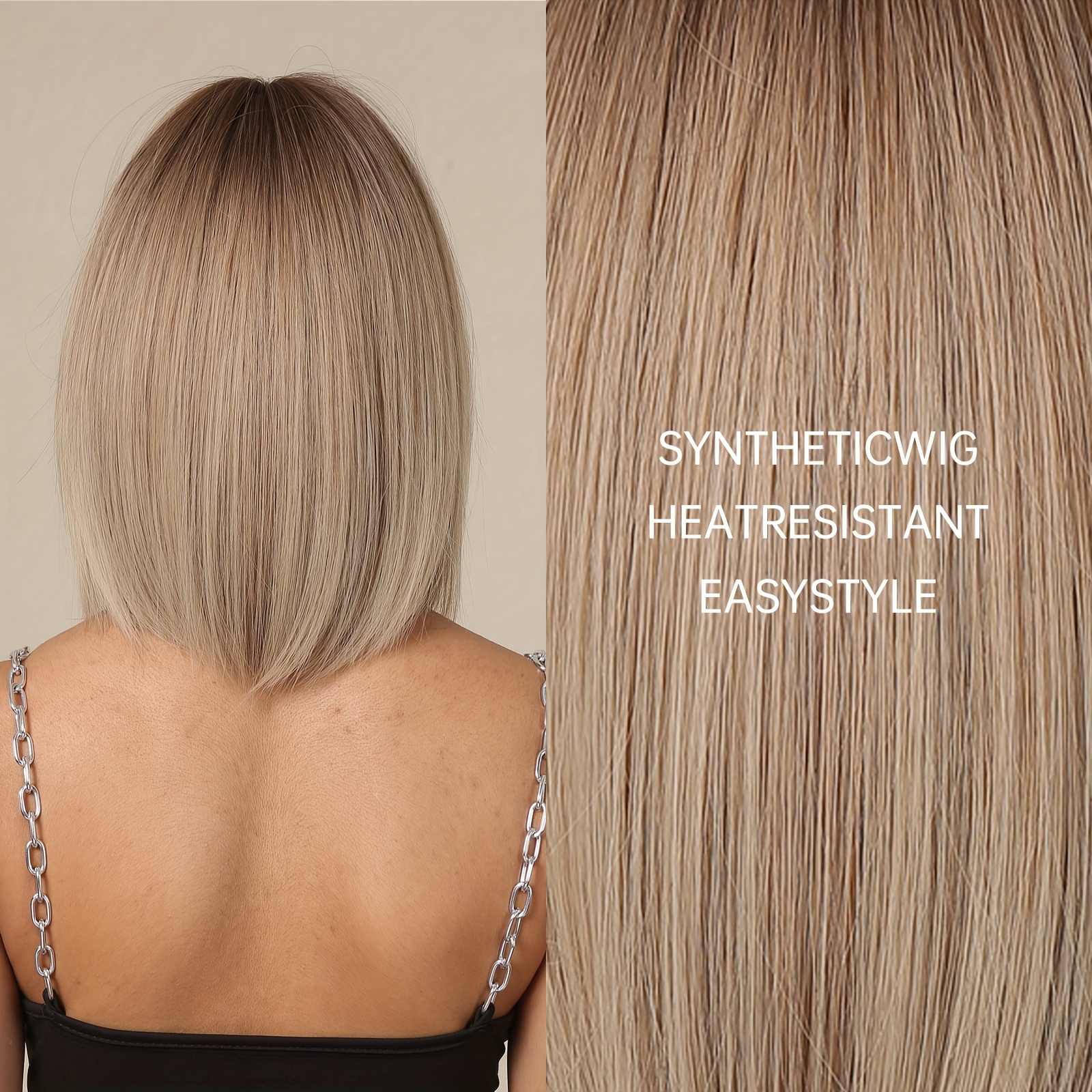 Blonde Straight Synthetic Wig with Bangs 35 56 cm Long