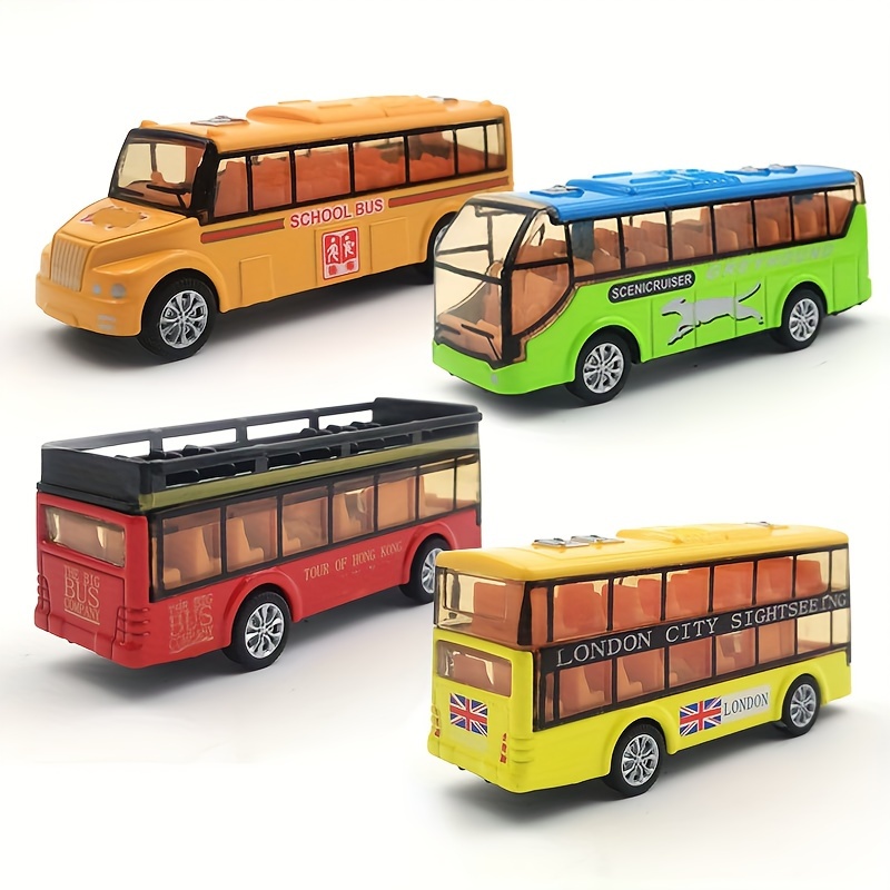 Tire Hacia Atrás Simulación Modelo De Coche De Aleación Autobús Escolar  Doble Capa Festival Viaje Autobús Baby Bus Juguetes Para Niños Al Por Mayor