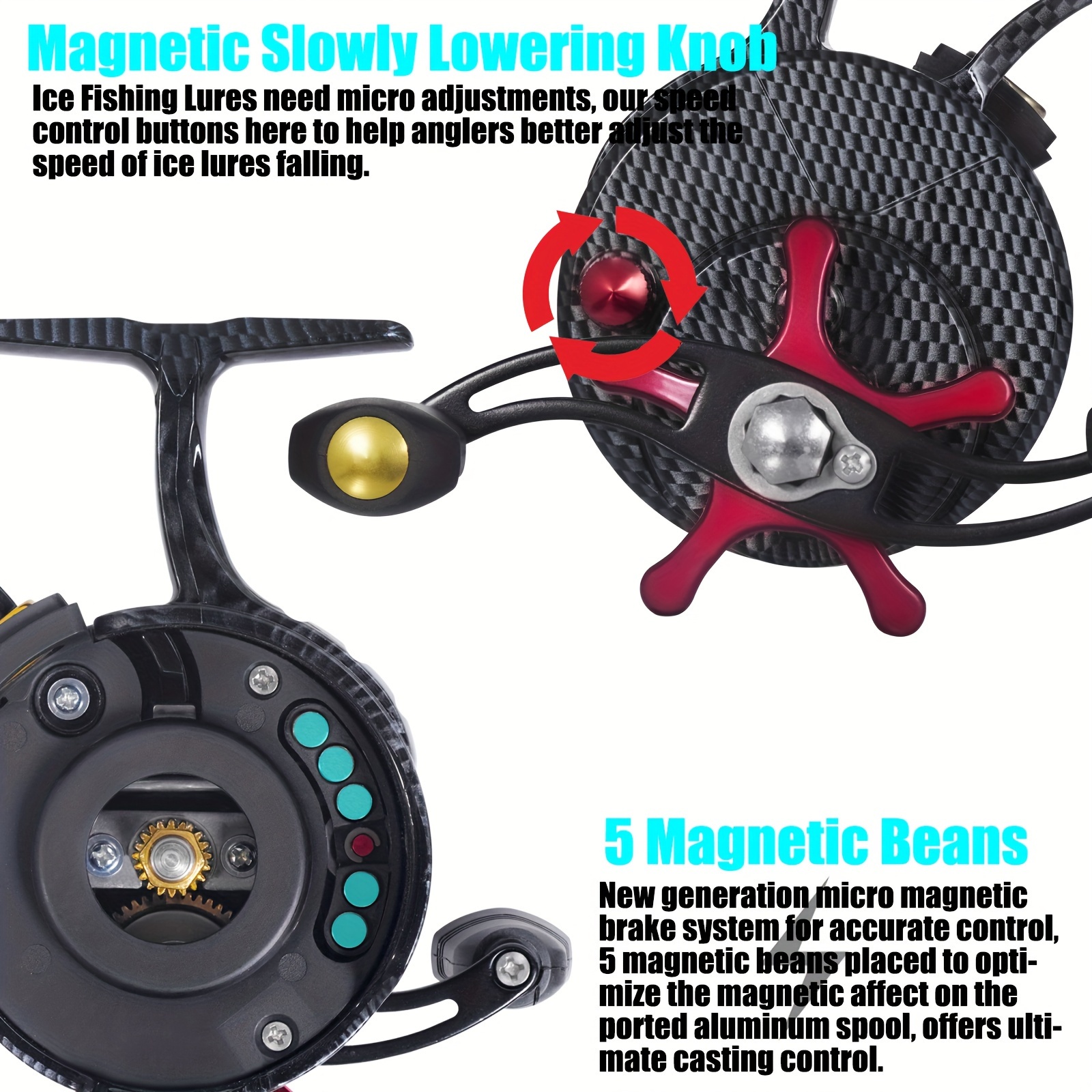 * Winter Ice Fishing Reels, Coil High-foot 3.5:1 Ultra Smooth Magnetic Drop  System Inline Ice Reel