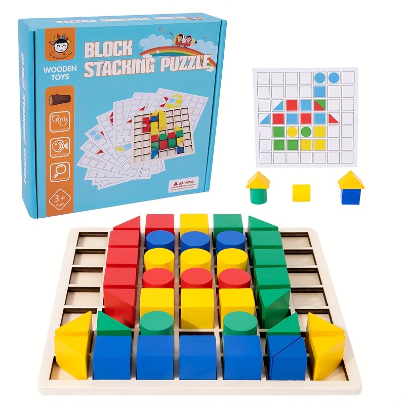 Wooden Creative Splicing Building Blocks Puzzle Montessori - Temu