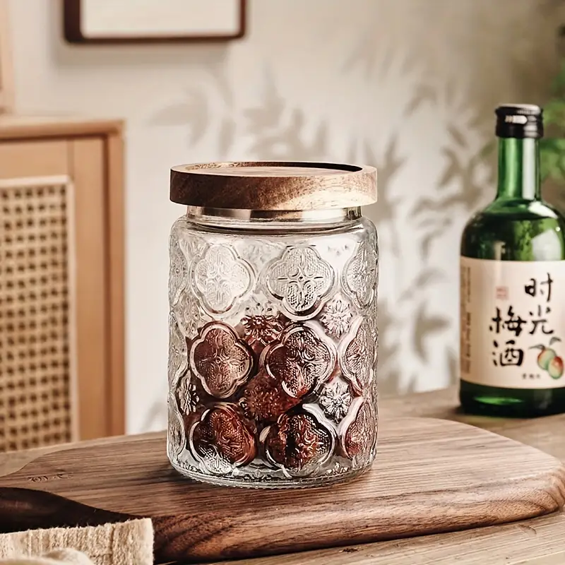 Airtight Glass Storage Jar With Bamboo Wooden Lid Perfect - Temu