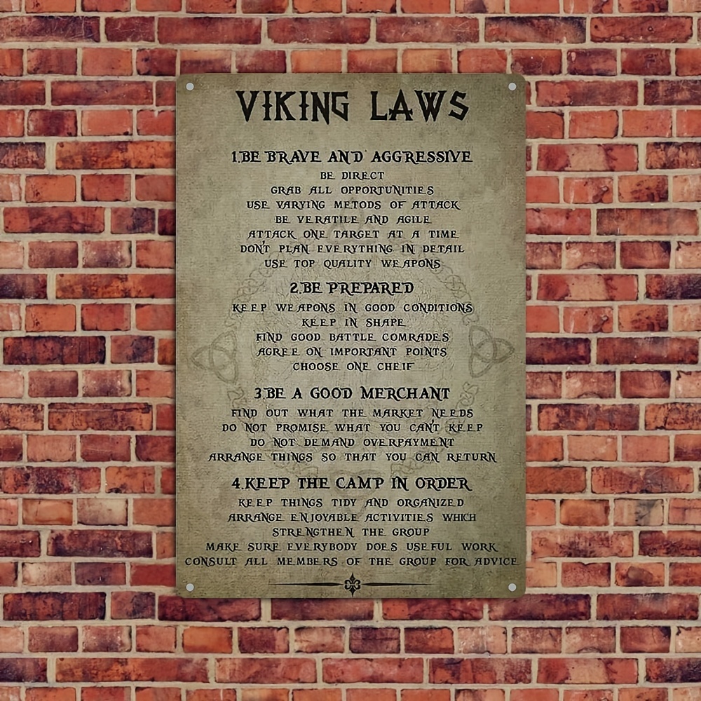 Metal Tin Sign Viking Laws Aluminum Sign Vintage Plaque - Temu