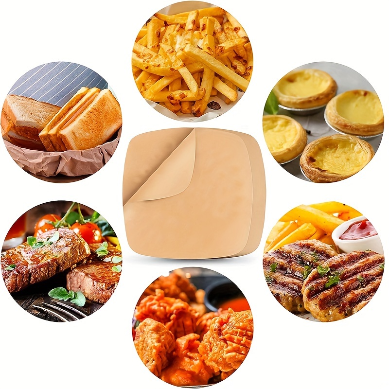 Parchment Paper, Air Fryer Paper, Household Party Food Paper, Square  Non-stick Bottom Silicone Paper, Disposable Lining, Can Be Used For Air  Fryer, Toaster, Oven, Baking Sheet, Barbecue Paper, Paper Tray, Square  Non-stick