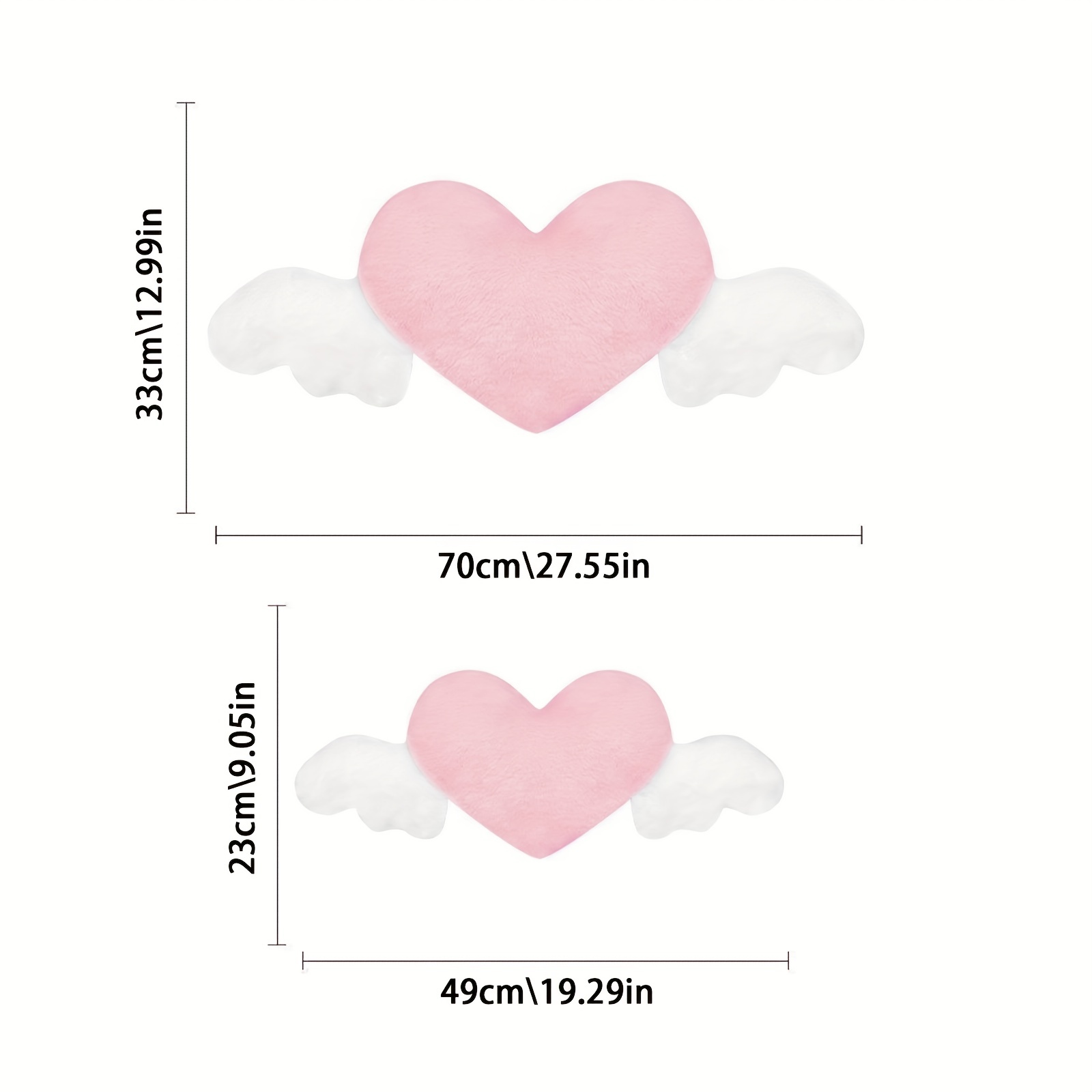 2 Pcs Plush Heart Shaped Pillow with Angel Wings Car Headrest Pillow Soft  Comfortable Car Seat Pillow for Driving Travelling Room Office Car Decor